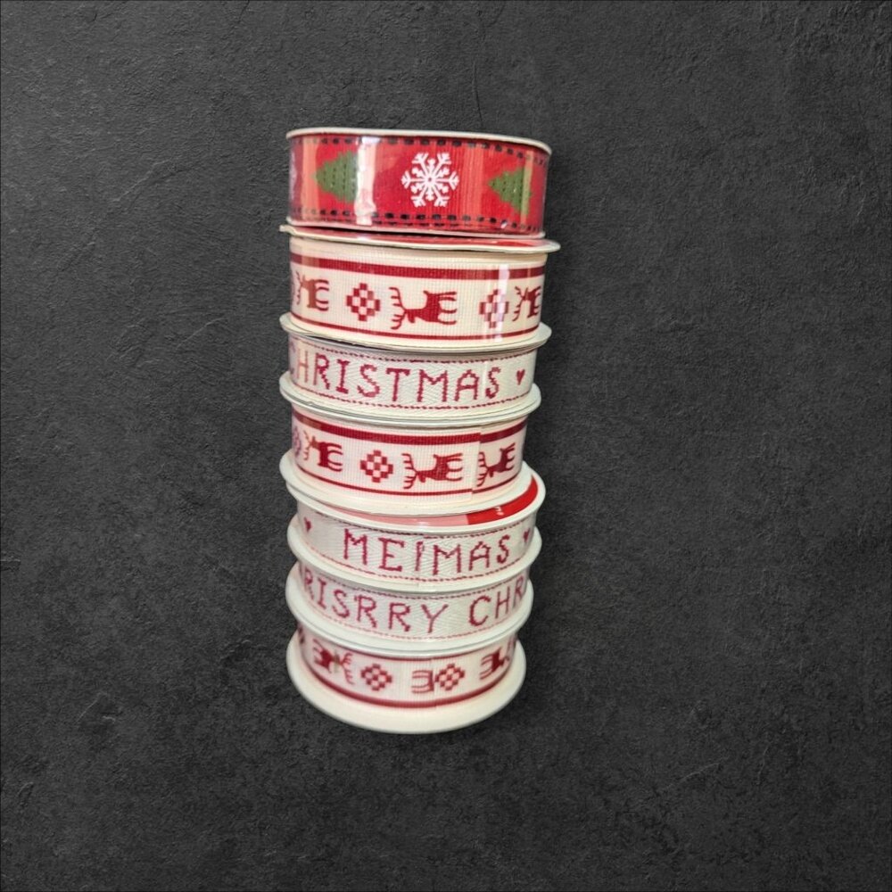 Celebrate It Christmas Ribbon Assortment 7/8-Inch By 3-Yard Festive Patterns New